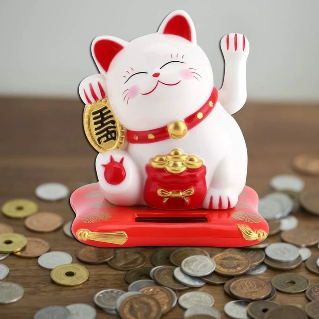 Alt view image 2 of 7 - Acogedor Solar Waving Cat, Good Luck Statue with Arm for Car Home Decor