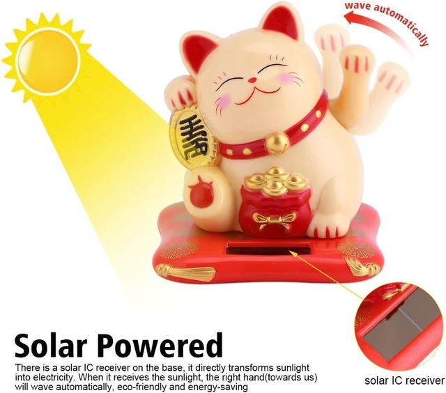 Alt view image 3 of 7 - Acogedor Solar Waving Cat, Good Luck Statue with Arm for Car Home Decor