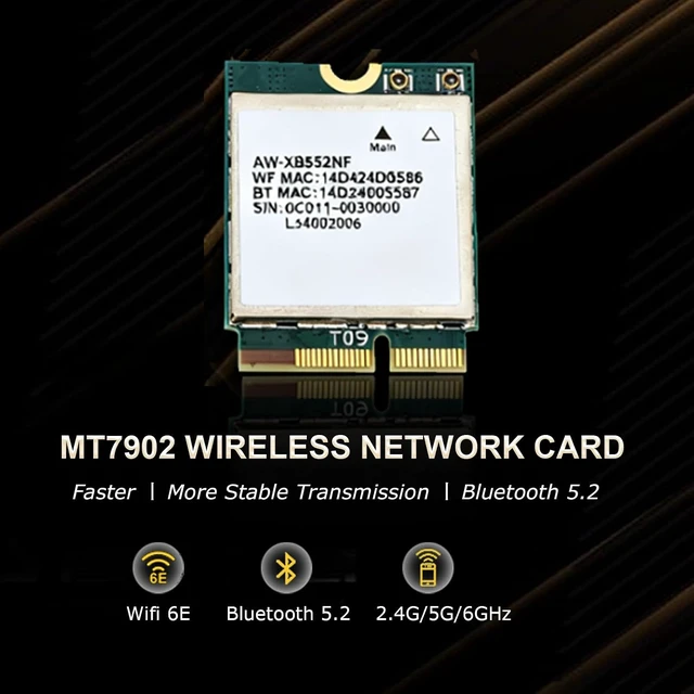 Alt view image 2 of 7 - Gugxiom MT7902 Wi-Fi 6E Network Card with Bluetooth 5.2, for 10/11, Linux