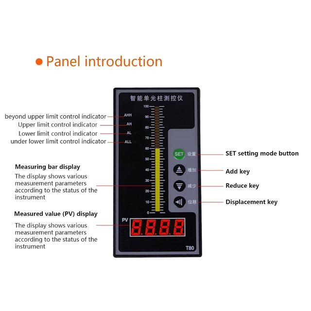 Alt view image 4 of 7 - 4-20mA Pressure Sensor, Level Meter Sensor Water Depth Level Display Meter, 4-20MA Liquid Level Transmitter Sensor Controller