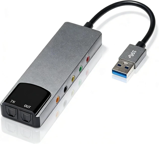 Main image of Gugxiom 7.1 USB Surround Sound Card, 5.1 External Sound Card with SPDIF Digital Audio, for Laptop PC