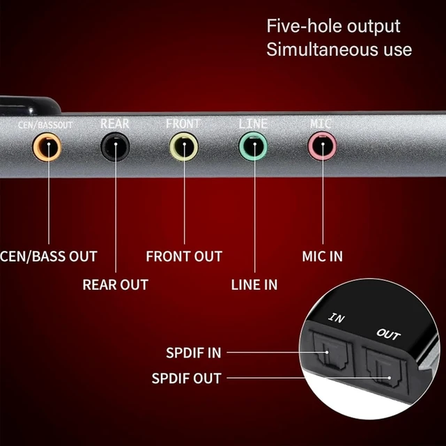 Alt view image 5 of 7 - Gugxiom 7.1 USB Surround Sound Card, 5.1 External Sound Card with SPDIF Digital Audio, for Laptop PC