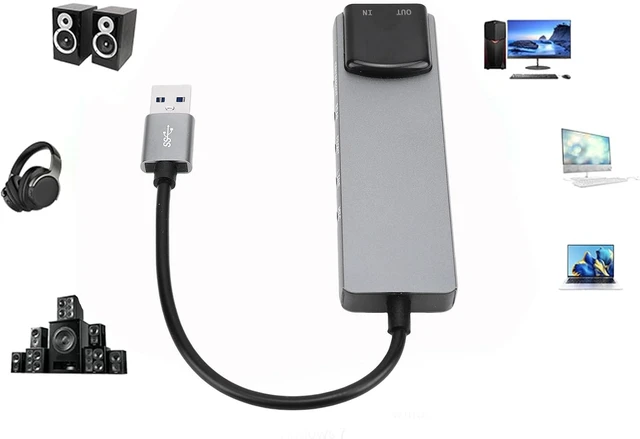 Alt view image 6 of 7 - Gugxiom 7.1 USB Surround Sound Card, 5.1 External Sound Card with SPDIF Digital Audio, for Laptop PC