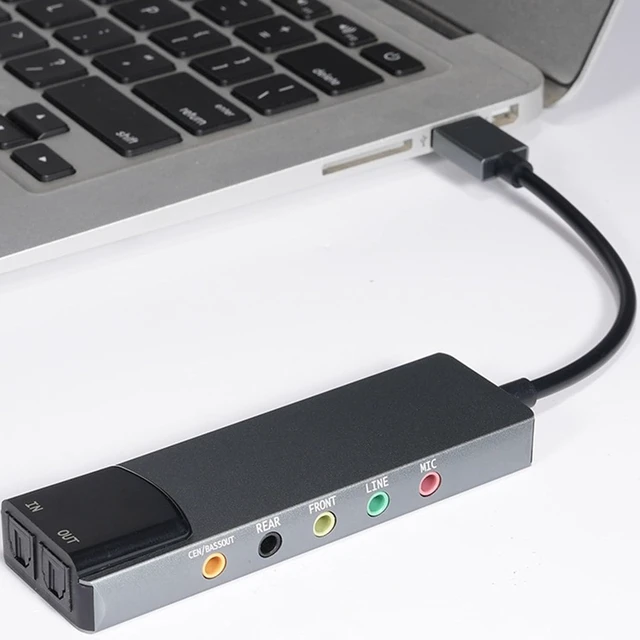 Alt view image 7 of 7 - Gugxiom 7.1 USB Surround Sound Card, 5.1 External Sound Card with SPDIF Digital Audio, for Laptop PC