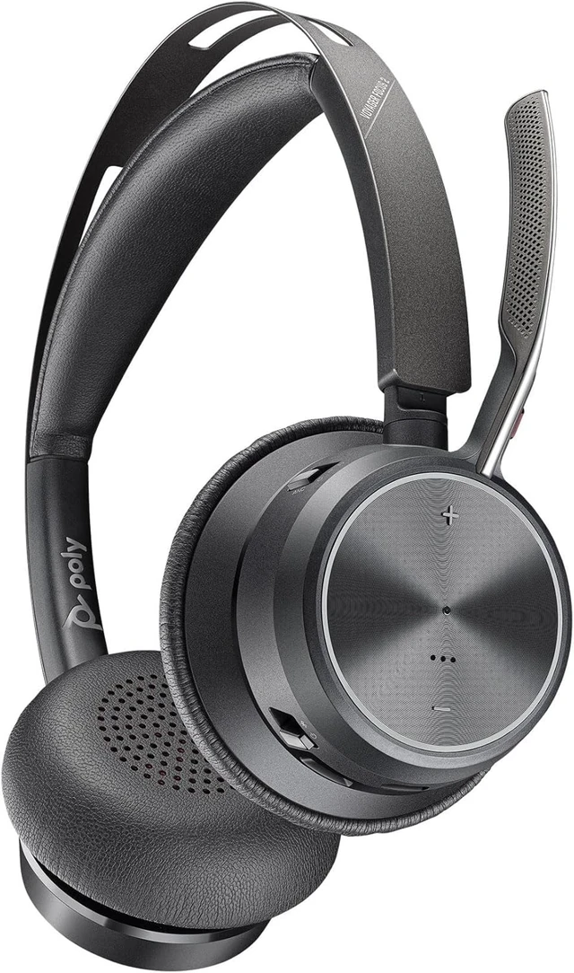 Alt view image 4 of 5 - Poly - Voyager Focus 2 UC USB-A Headset (Plantronics) - Bluetooth Dual-Ear (Stereo) Headset with Boom Mic - USB-A PC/Mac Compatible - Active Noise Canceling - Works with Teams (Certified), Zoom & more