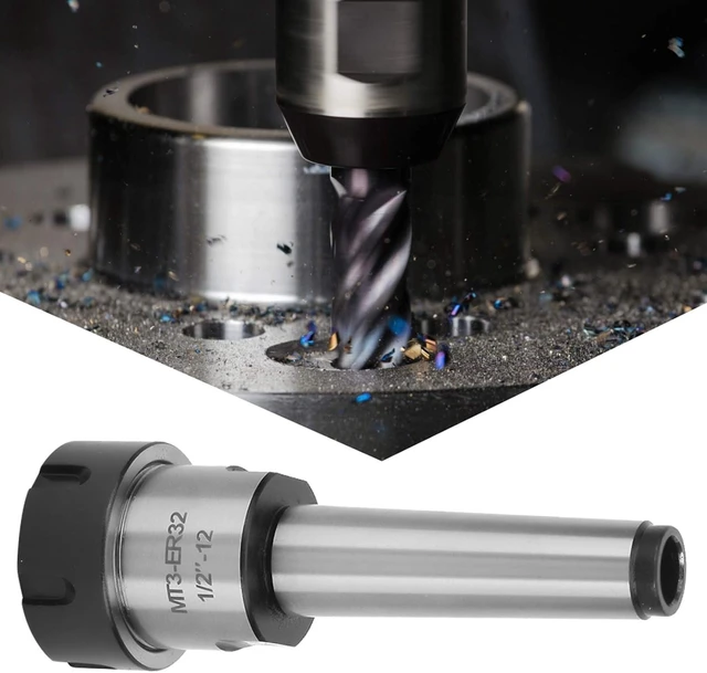 Alt view image 3 of 6 - MT3 ER-32 Collet Set, MT3 Milling Cutter Shank Tool + 11Pcs ER32 Collets Chuck + Spanner, for Milling Machines