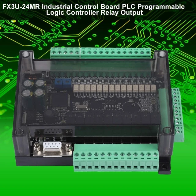 Alt view image 4 of 7 - FX3U-24MR PLC Controller, DC 24V Industrial Control Board with Cable, PLC Programmable Logic Controller Relay, PLC Controller Kit.