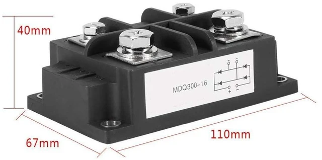 Main image of 300A 1600V Single Phase AC to DC Diode Bridge Rectifier, High Power Rectifier Silicon Full Diode Bridge Rectifier Module, 110 * 67 * 40mm