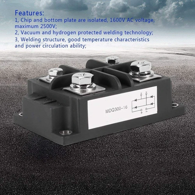 Alt view image 3 of 6 - 300A 1600V Single Phase AC to DC Diode Bridge Rectifier, High Power Rectifier Silicon Full Diode Bridge Rectifier Module, 110 * 67 * 40mm