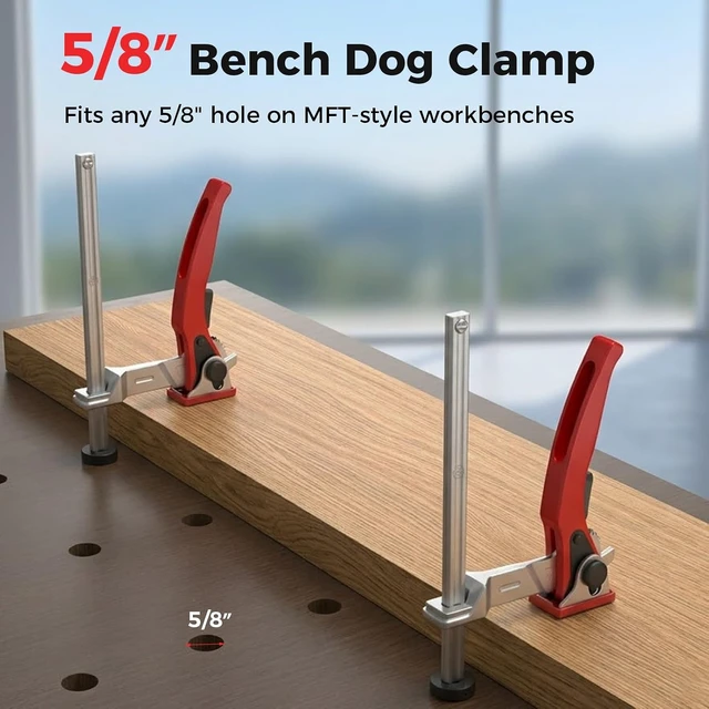 Alt view image 3 of 7 - Gugxiom 2PCS Bench Dog Clamp 5/8 Inch Hole, Carbon Steel