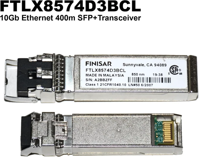 Alt view image 3 of 6 - Genuine Finisar FTLX8574D3BCL 10GBASE-SR SFP+ Transceiver | 10G SR 850NM VCSEL 400M Multimode (-5 to 70C)