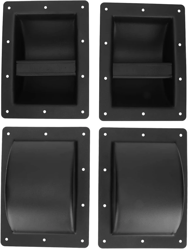 Alt view image 7 of 7 - 2Pcs Cabinet Speaker Handles, Speaker Handles, Black Metal Recessed Handles for Speakers, Stage Audios, 6.4 * 8.7