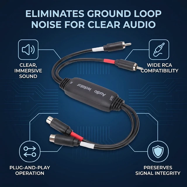 Alt view image 2 of 7 - Gugxiom R CA Ground Loop Noise Isolator for Car Audio & Home Stereo Systems, Noise Filter with Ground Isolation, Plug and Play R CA Audio Eliminator, Hum Buzz