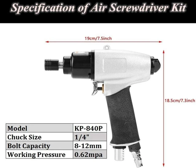 Alt view image 2 of 7 - Pneumatic Air Screwdriver Tool, 1/4" Air Screw Driver Gun Impact Screwdriver Tool, 8000rpm Air Screwdriver Reversible Type Industry Professional Screw Driver, for Containers, Electrical Appliances
