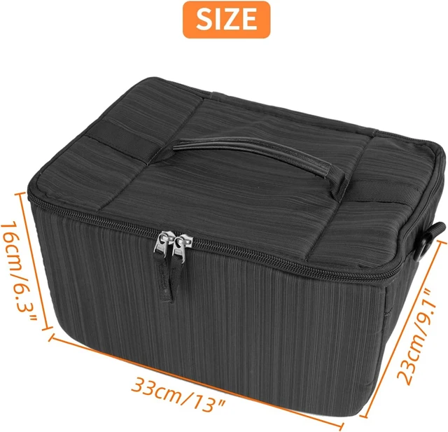 Alt view image 5 of 7 - Acogedor Partition Camera Inserts, DSLR Camera Lens Case Photography with Dividers, Portable Nylon Camera Case for DSLR SLR Cameras(Black)