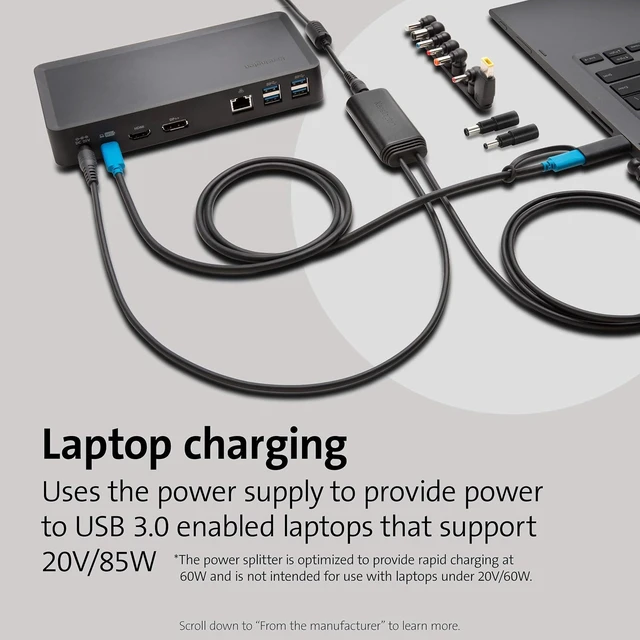 Alt view image 3 of 6 - Kensington 60W USB-A Power Splitter for USB C/A Hybrid Docking Stations (K38310NA)