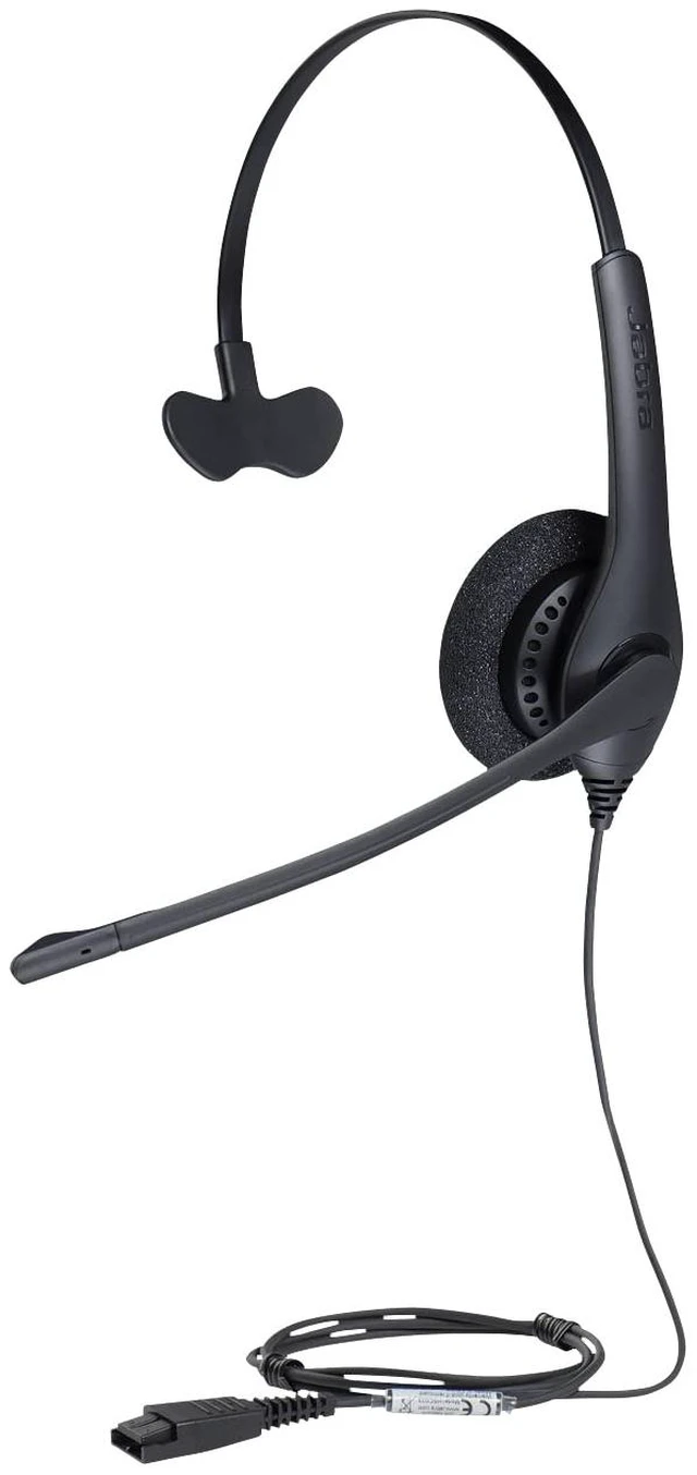 Main image of Jabra Biz 1500 Quick Disconnect On-Ear Mono Headset - Corded Headphone with Noise-Cancelling Microphone and Volume Spike Protection for Deskphones, Black
