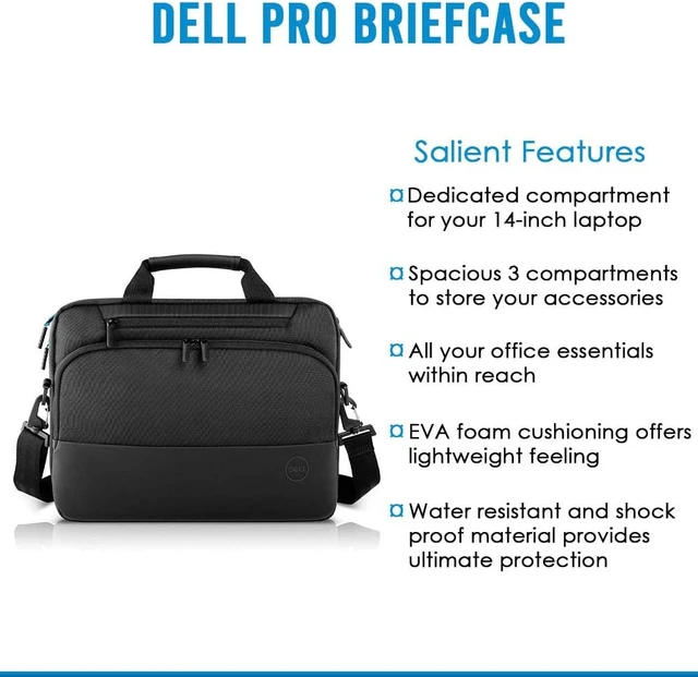 Alt view image 2 of 7 - Dell Pro Briefcase 14 (PO1420C), Made with an Earth-Friendly Solution-Dyeing Process and Shock-Absorbing EVA Foam that Protects Your Laptop from Impact.