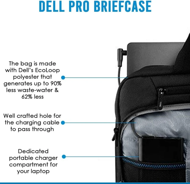 Alt view image 4 of 7 - Dell Pro Briefcase 14 (PO1420C), Made with an Earth-Friendly Solution-Dyeing Process and Shock-Absorbing EVA Foam that Protects Your Laptop from Impact.