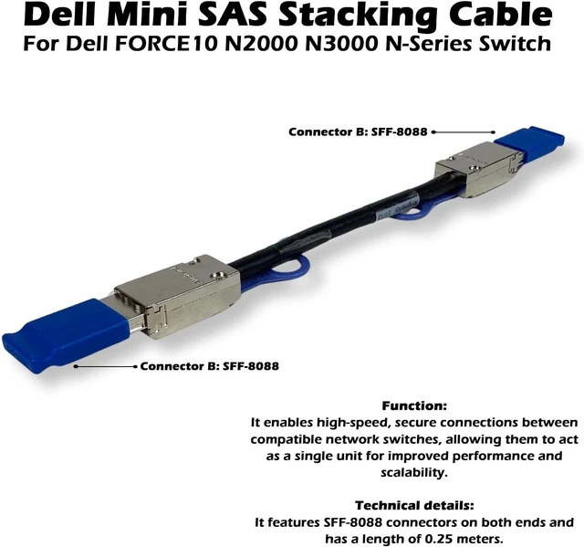 Alt view image 5 of 5 - NEW YP20D DELL CBL, SAS, Ext, 0.5M, SFF-8088 to SFF-8088, Mini SAS to Mini SAS