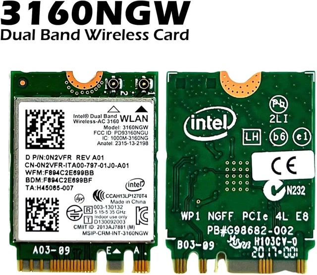 Alt view image 4 of 5 - OEM Dell Intel Dual Band Wireless-AC 3160 Wifi & Bluetooth Card 0N2VFR N2VFR