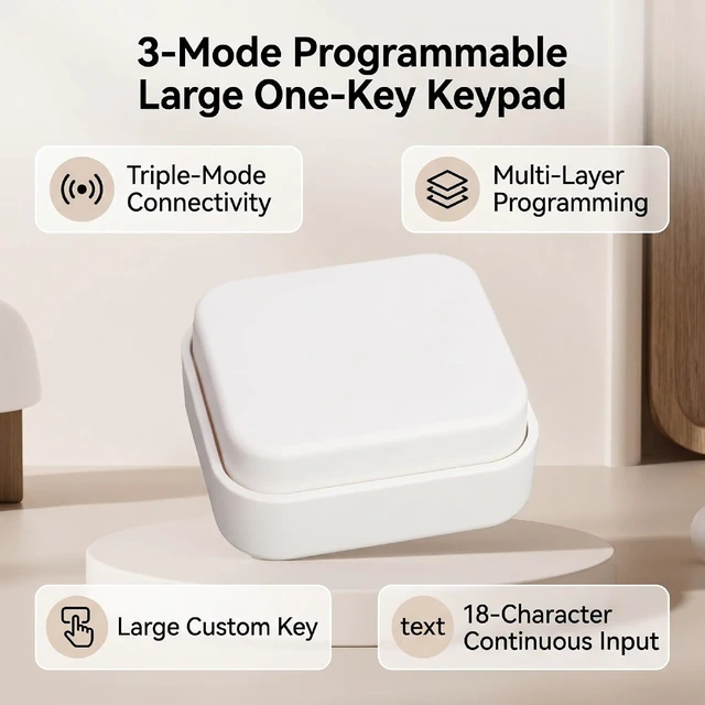 Alt view image 5 of 7 - Gugxiom Single Key Programmable Keypad, Bluetooth 2.4G Wired 3 Modes (White)