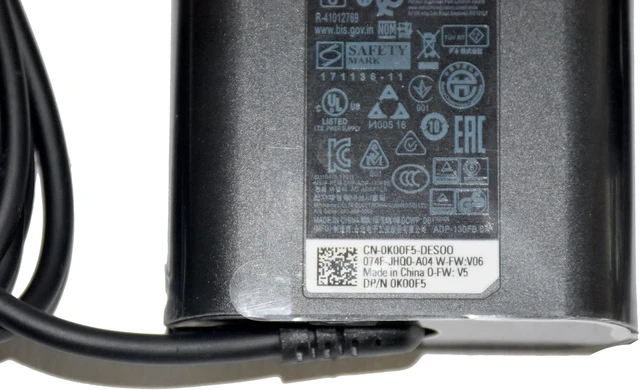 Alt view image 5 of 7 - Dell Sparepart 130W USB-C AC Adapter with Power Delivery, W128888593 (Power Delivery)