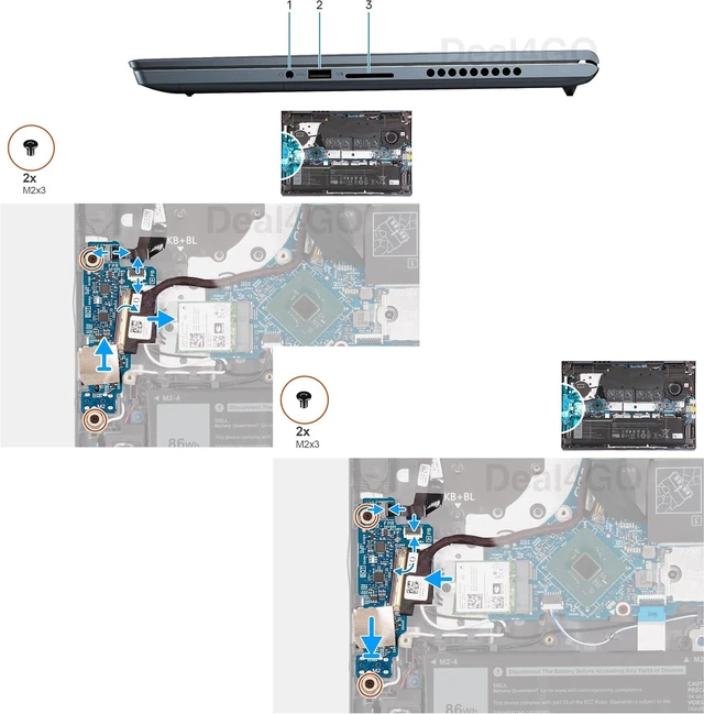 Alt view image 2 of 6 - Deal4GO Audio Headphone Jack USB SD Card Slot IO Board R4KFW 0R4KFW Replacement for Dell Inspiron 16 7610 Thin Laptop, Blue