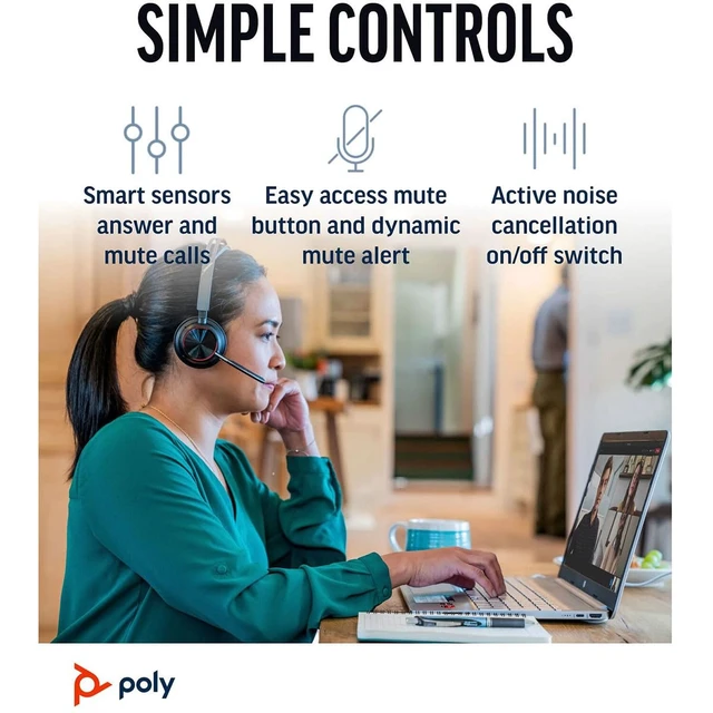 Alt view image 4 of 7 - HP - Poly Voyager Focus 2 USB-C-C Headset ANDUSB-C/A Adapter and Charging Stand - GOOGL