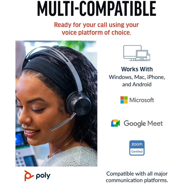 Alt view image 6 of 7 - HP - Poly Voyager Focus 2 USB-C-C Headset ANDUSB-C/A Adapter and Charging Stand - GOOGL