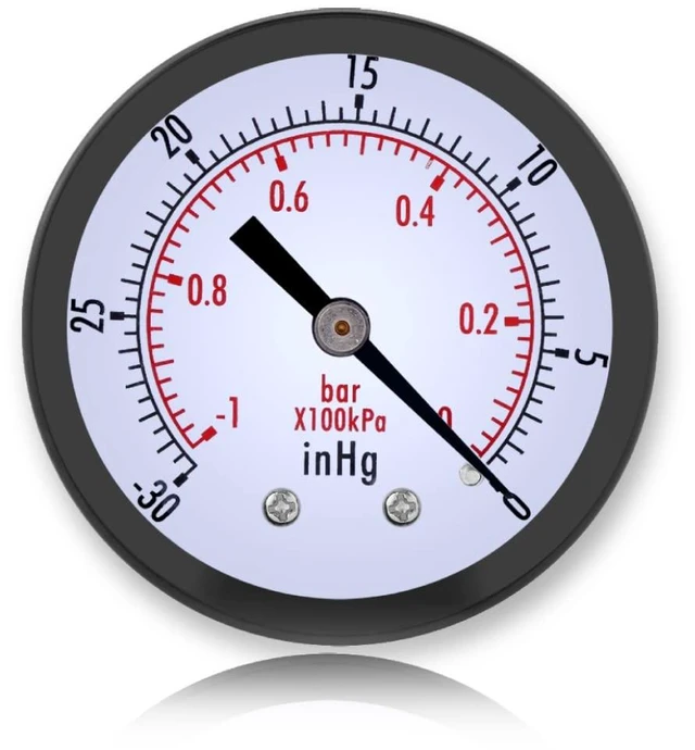 Main image of Mini Vacuum Pressure Gauge, 1/4" BSPT Thread, 0~-30inHg/0~-1bar Range, Scale Vacuum Gauge for Water, Oil, Air