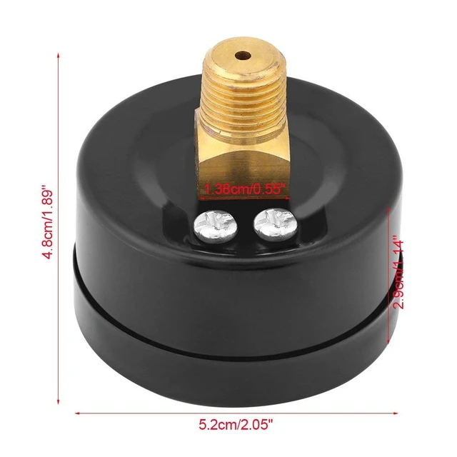 Alt view image 5 of 7 - Mini Vacuum Pressure Gauge, 1/4" BSPT Thread, 0~-30inHg/0~-1bar Range, Scale Vacuum Gauge for Water, Oil, Air