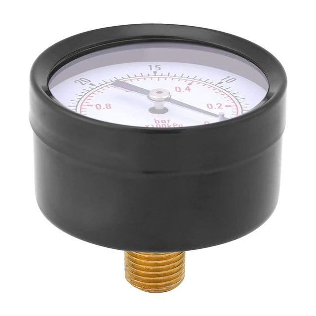 Alt view image 7 of 7 - Mini Vacuum Pressure Gauge, 1/4" BSPT Thread, 0~-30inHg/0~-1bar Range, Scale Vacuum Gauge for Water, Oil, Air