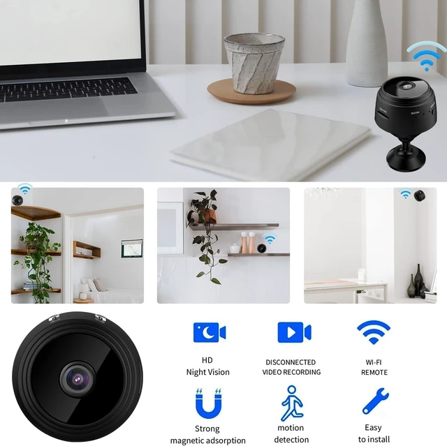 Alt view image 6 of 6 - Hidden Camera with Mini Small Spy Home Nanny Indoor Night Vision Motion Detection Baby Monitor Wireless Outdoo WiFi espias Security Secret