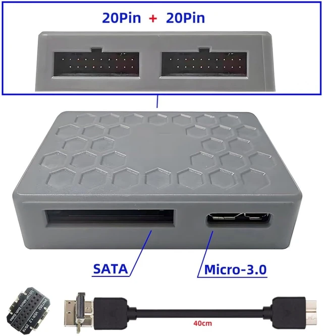 Alt view image 2 of 7 - chenyang Micro B 1 to 2 USB 3.0 19Pin Front Panel Header Port Multiplier Hub Adapter with USB 3.0 19Pin/USB 3.1 Type E to Micro B Adapter