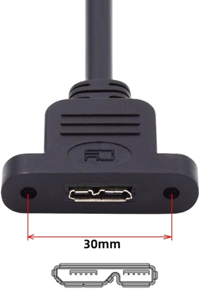Alt view image 3 of 7 - chenyang USB 3.0 Micro-B Female Screw Mount Type to Micro USB 2.0 5Pin Male Extension Cable 480Mbps