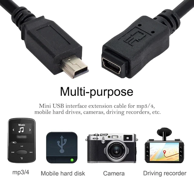 Alt view image 3 of 7 - chenyang Mini USB Extension Cable, USB 2.0 Mini USB 5 Pin Male to Female Power/Charging/Data Transfer Extension Cable Adapter 0.5M for Dashcam/GPS/Microphone