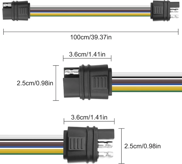 Alt view image 2 of 7 - XMSJSIY 6 Way Square Trailer Wire Adapter Extension Cable-1M/3.2FT