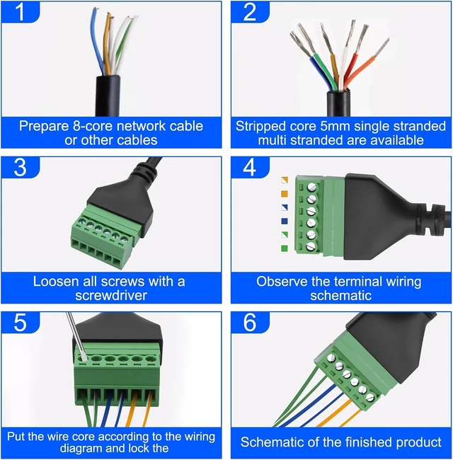 Alt view image 6 of 7 - XMSJSIY RJ12 Screw Terminal RJ12 6P6C to 6 Pin Solderless Connector-2PCS