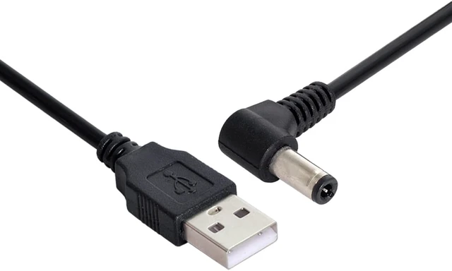 Alt view image 4 of 7 - cablecc USB 2.0 A Type Male to Right Angled 90 Degree 5.5 x 2.5mm DC 5V Power Plug Barrel Connector Charge Cable