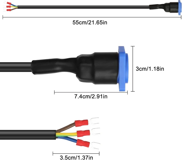 Alt view image 2 of 7 - XMSJSIY PowerCon Input Female PanelMount to Y Spade Plug Cord 20A/250V 3Pin
