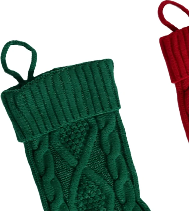 Alt view image 7 of 7 - LICAEVEY Knitted Xmas Stockings 6 Pack, 18 Inch Large Hanging Set with Wooden Name Tags, Holiday Decor for Fireplace Mantel, White Red Green for Christmas Party Gifts