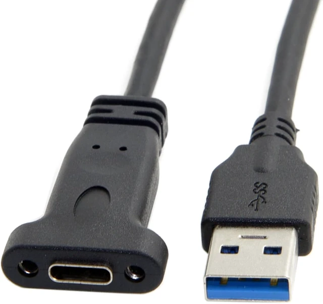 Alt view image 6 of 7 - chenyang CY USB C Cable,USB 3.0 Type A Male to Type C Female Data Cable 20cm with Panel Mount Screw Hole