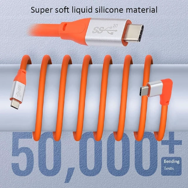 Alt view image 6 of 7 - cablecc USB4 20Gbps Male to Male Ultra Soft High Flex Cable Left Right Angled Supports 100W Charging & 8K Display TB3/TB4 Compatible 30CM