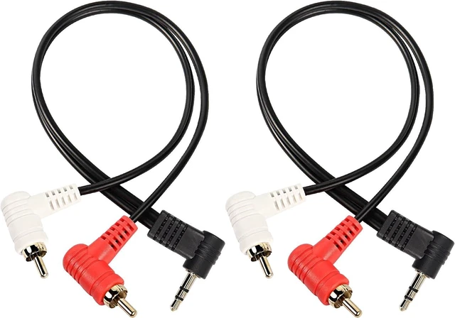 Main image of XMSJSIY 90 Degree Right Angle 3.5mm to 2 RCA Cable, Angle 1/8" 3.5mm TRS