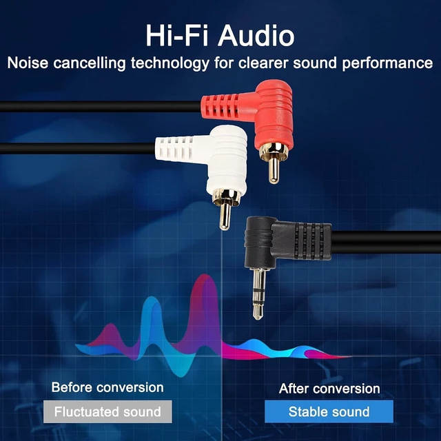 Alt view image 3 of 7 - XMSJSIY 90 Degree Right Angle 3.5mm to 2 RCA Cable, Angle 1/8" 3.5mm TRS