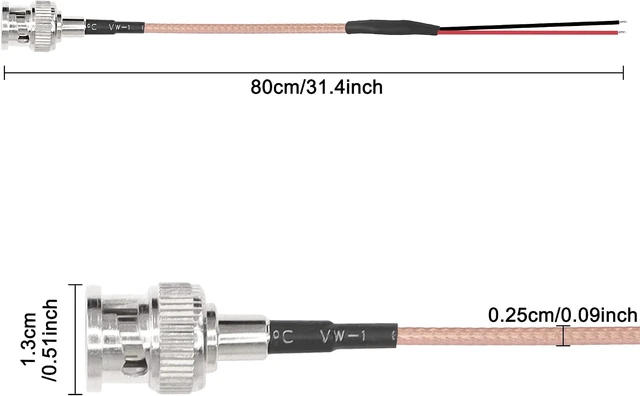 Alt view image 2 of 7 - XMSJSIY BNC Male Pigtail Cable Bare Wire RG316 Coaxial Coax Antenna-2PCS