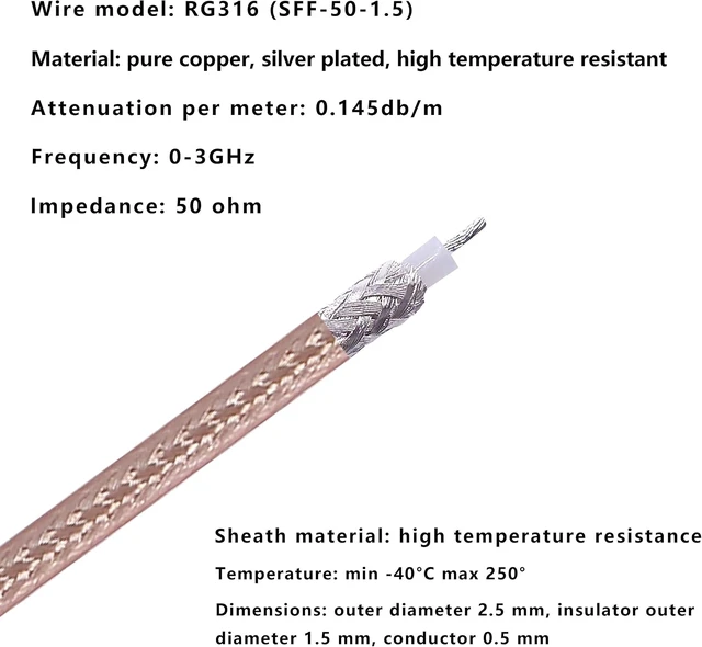 Alt view image 3 of 7 - XMSJSIY BNC Male Pigtail Cable Bare Wire RG316 Coaxial Coax Antenna-2PCS