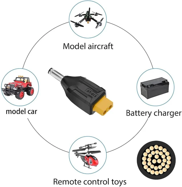 Alt view image 7 of 7 - cablecc Adapter XT60 Female SC100 Protocol to DC 5.5x2.1mm Male Fast Charging Adapter for RC Lipo Battery Quadcopter Multicopter Aeromodelling