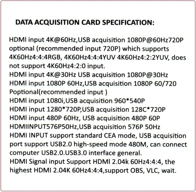Alt view image 7 of 7 - Cablecc 4K 60fps HDMI Capture Card Audio Video Live Streaming USB Data for Camera Game Set-Top Box Recording Computer DVD